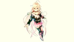 White background white hair stockings skirts long hair anime 