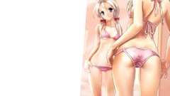 White blondes anime girls blue eyes bikini twintails