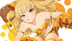 White blondes anime girls yellow eyes animal ears tails thigh 