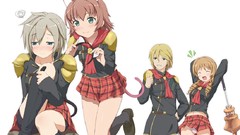 White blondes blush anime girls blue eyes brunettes school 