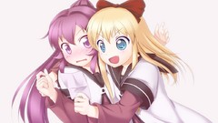 White blondes blush long hair blue eyes school uniforms 