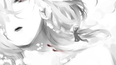 White blood white hair monochrome anime girls brown eyes touhou 