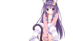 White blush long hair anime girls touhou animal ears purple 