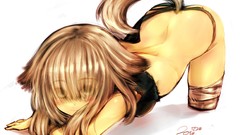 White blush long hair brunettes animal ears tails