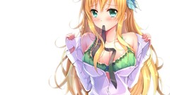 White blush long hair green eyes boku wa tomodachi ga sukunai 