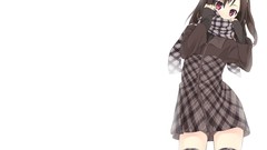 White brown dress red eyes anime girls Simple Background 