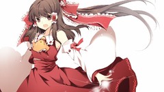 White brown dress red eyes long hair anime girls hakurei reimu 