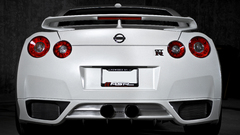 White Car cars Nissan GTR backview