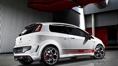 White cars abarth Mitsubishi Evo Fiat Punto