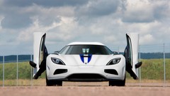 White cars front Koenigsegg front view vehicles open doors 