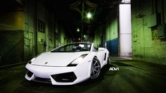 White cars Garages Lamborghini Gallardo Spyder