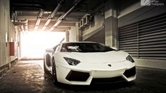 White cars Lamborghini-Aventador