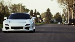 White cars Mazda roads streets rx-7