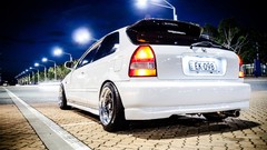 White cars street Honda civic