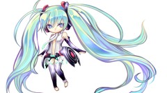 White Chibi anime girls hatsune miku vocaloid miku append 