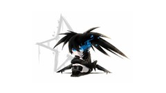White Chibi blue eyes black rock shooter black hair kuroi mato 