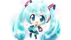 White Chibi hatsune miku vocaloid Simple Background