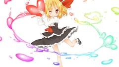 White dress blondes anime girls wink touhou rumia