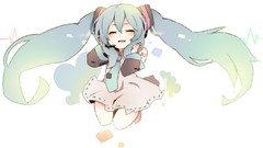 White dress long hair hatsune miku vocaloid twintails hair 
