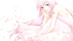 White dress pink hair anime girls vocaloid megurine luka