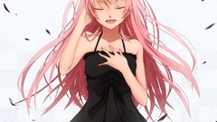 White dress pink hair anime girls vocaloid megurine luka