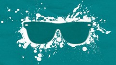 White glasses splashes minimalistic digital art Simple 