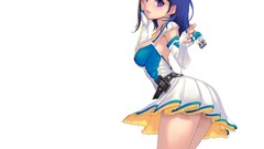 White gloves skirts blue hair anime girls usb pangya video 