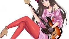 White guitars anime girls akiyama mio bass guitars