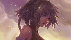 White hair anime girls blue eyes braids artwork Midori Foo