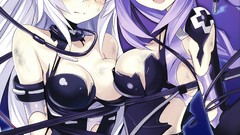 White hair anime girls blue eyes green eyes purple hair video 