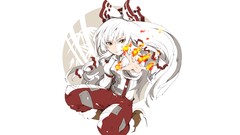 White hair anime girls fujiwara no mokou touhou orange eyes 