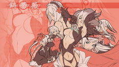 White hair anime girls green eyes panties