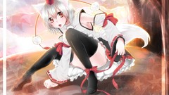 White hair anime girls touhou animal ears inubashiri momiji