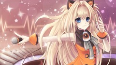 White hair blondes blue eyes vocaloid animal ears SeeU