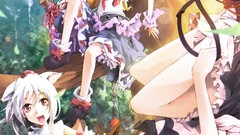 White hair blondes touhou black hair shameimaru aya inubashiri 