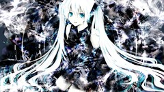 White hair blue eyes hatsune miku vocaloid twintails