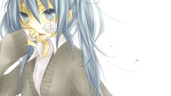 White hair blue hair blue eyes hatsune miku vocaloid twintails