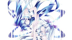 White hair blue hair long hair anime girls blue eyes sai 