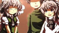 White hair blush anime girls blue eyes closed eyes short hair 