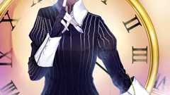 White hair clocks anime girls short hair heterochromia touhou 