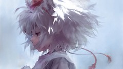 White hair faces anime girls touhou inubashiri momiji artwork