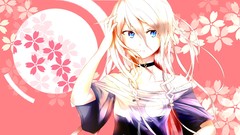 White hair faces long hair blue eyes braids vocaloid bare 