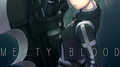 White hair gloves anime girls blue eyes melty blood ponytails 