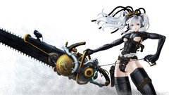White hair gloves Ribbons chainsaw bodysuits