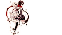 White hair gloves scarfs anime girls brown eyes brunettes short 