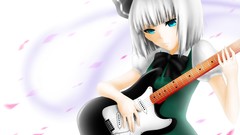White hair guitars short hair konpaku youmu touhou video games