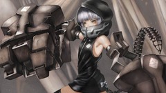 White hair hoodies strength black rock shooter yellow eyes