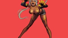 White hair legs anime girls blue eyes nekomimi cat ears tails 