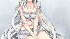 White hair long hair anime girls artwork white eyes original 