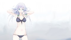 White hair long hair anime girls blue eyes braids touhou open 